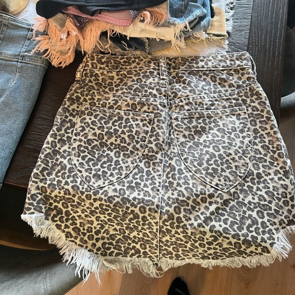 We the free leopard print denim skirt - Picture 2 of 3